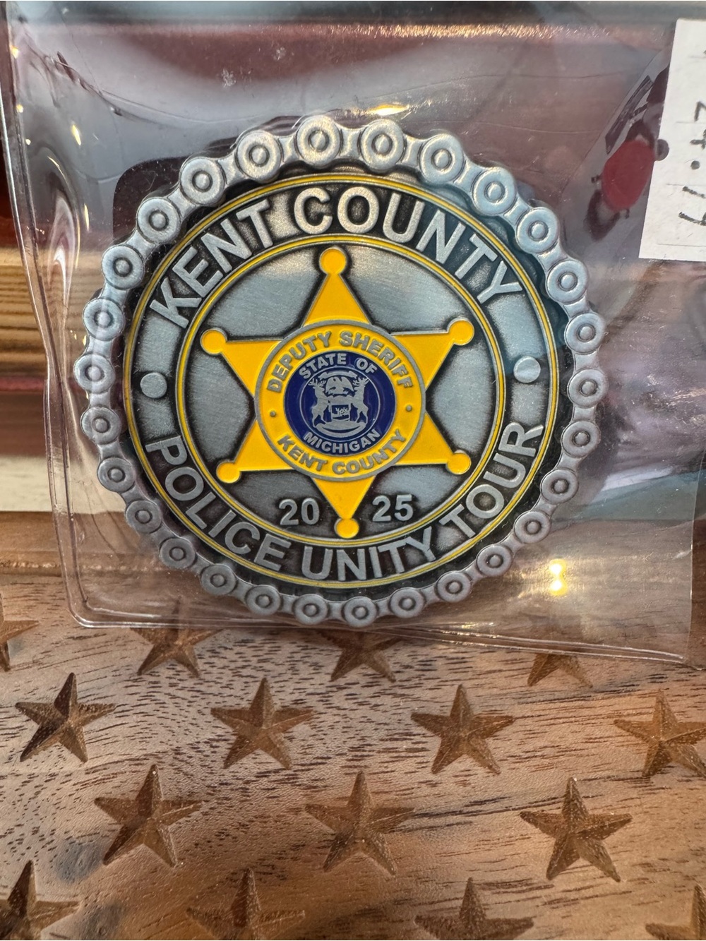 Kent County Police Unity Tour Commemorative Badge - Yellow & Silver